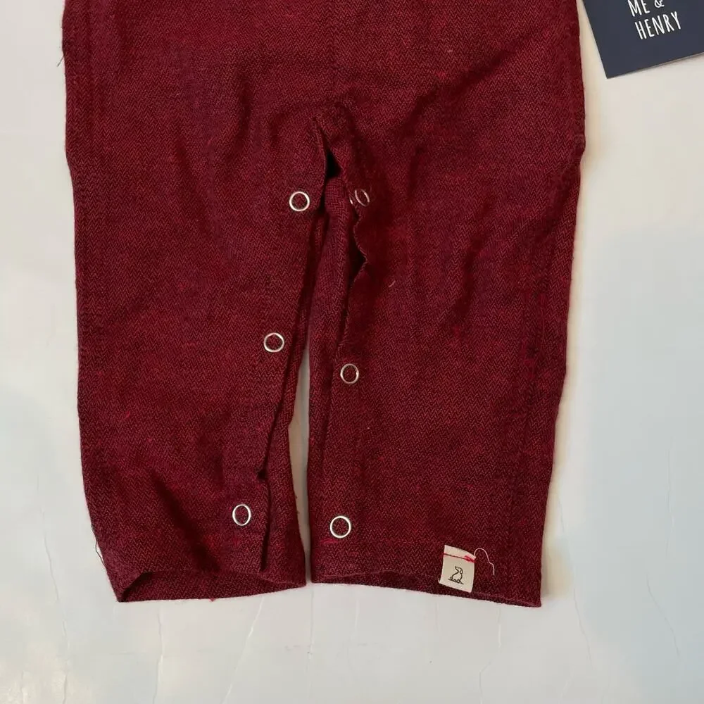 NWT Me & Henry 0/3M Red Overall Set
